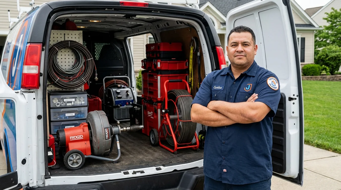 Professional drain cleaning equipment and Johns Plumbing LLC plumber in Edwards