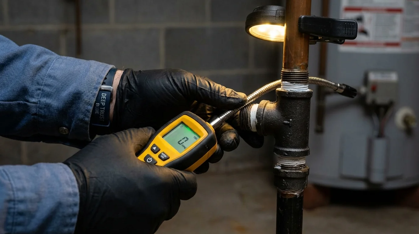 Gas leak detection with electronic sniffer by Johns Plumbing LLC in Edwards