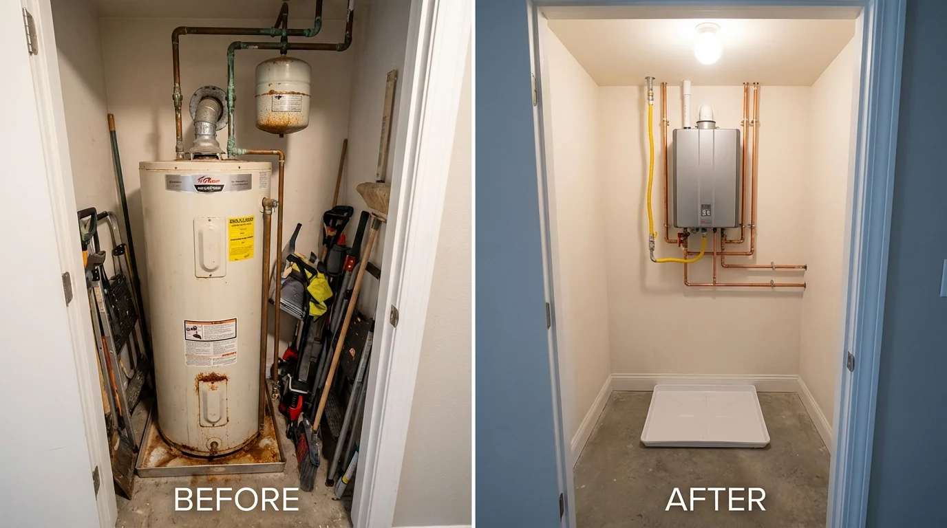 Tank water heater versus wall-mounted tankless unit comparison for Edwards, MS homeowners